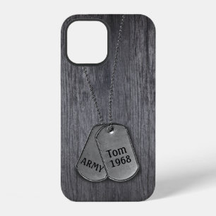 Military Dog Tags on Wood Case-Mate iPhone Case