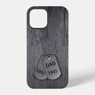 Military Dog Tags on Wood iPhone 12 Case