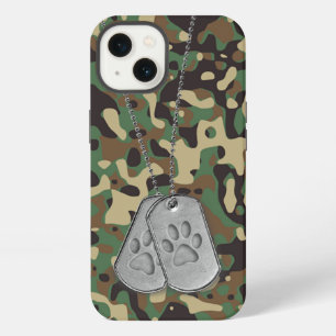 Military Dog Tags with Paw Prints On Camo iPhone 13 Case