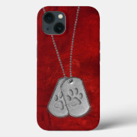 Military Dog Tags with Paw Prints On Leather