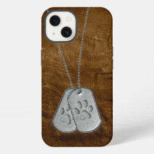 Military Dog Tags with Paw Prints On Leather iPhone 13 Case