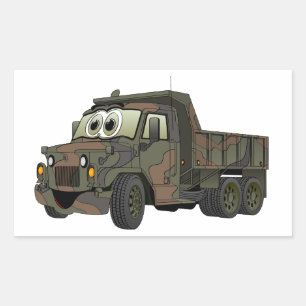 Military Dump Truck Cartoon Rectangular Sticker