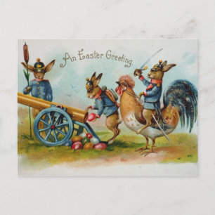 Military Easter Bunnies Eggs in Canon Holiday Postcard