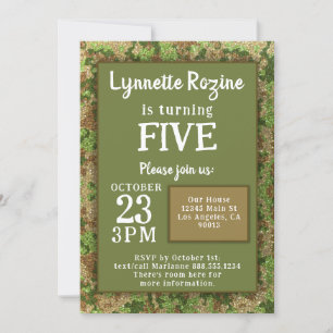 Military Family Camouflage Glitter Birthday Party Invitation