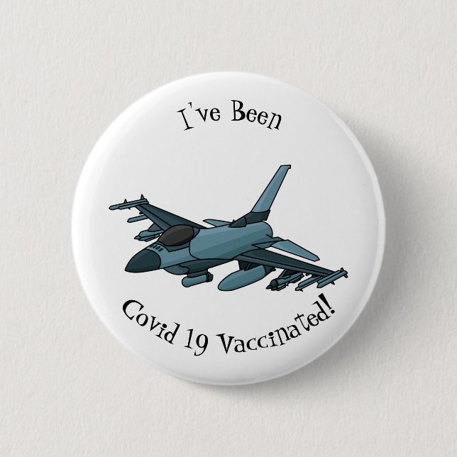 Military fighter jet plane cartoon 6 cm round badge (Front)