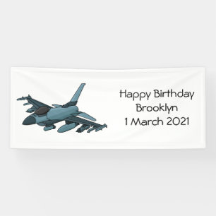 Military fighter jet plane cartoon banner