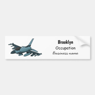 Military fighter jet plane cartoon bumper sticker