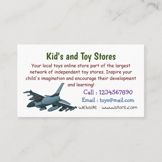 Military fighter jet plane cartoon business card (Front)