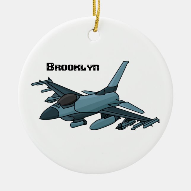 Military fighter jet plane cartoon ceramic tree decoration (Front)