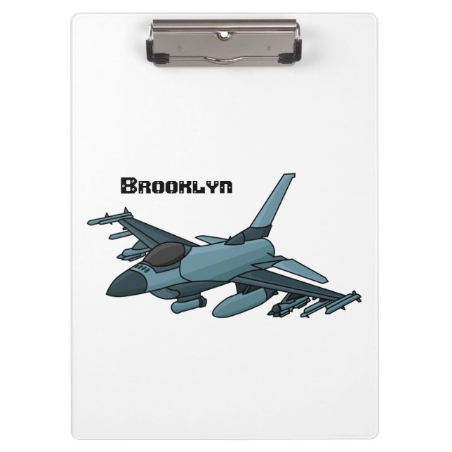 Military fighter jet plane cartoon clipboard (Front)