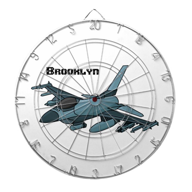 Military fighter jet plane cartoon dartboard (Front)