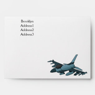 Military fighter jet plane cartoon envelope