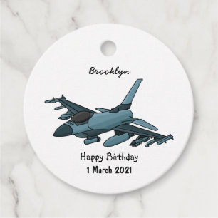 Military fighter jet plane cartoon favour tags