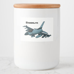 Military fighter jet plane cartoon food label