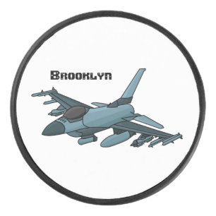 Military fighter jet plane cartoon hockey puck