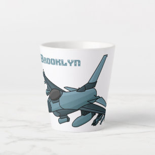 Military fighter jet plane cartoon latte mug
