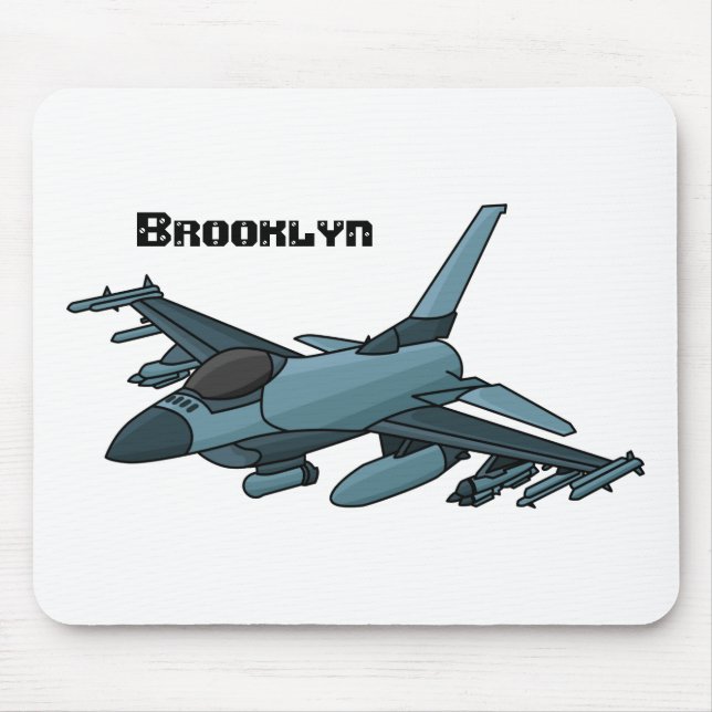 Military fighter jet plane cartoon mouse mat (Front)