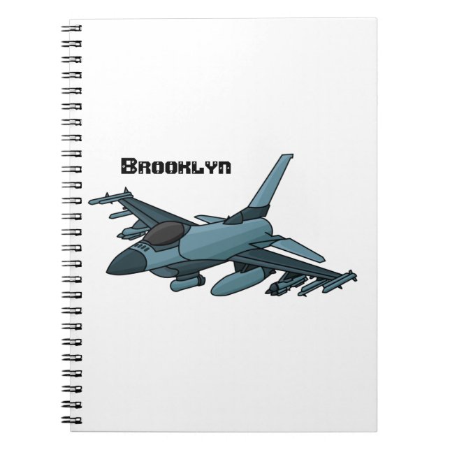 Military fighter jet plane cartoon notebook (Front)