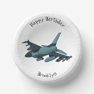 Military fighter jet plane cartoon paper plate