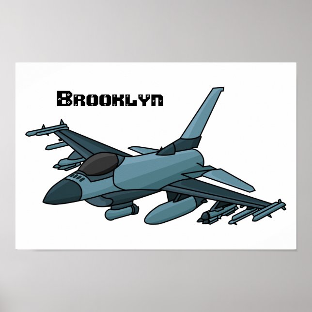 Military fighter jet plane cartoon poster (Front)