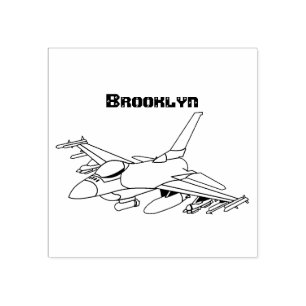 Military fighter jet plane cartoon rubber stamp