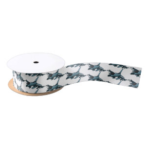 Military fighter jet plane cartoon satin ribbon