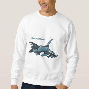 Military fighter jet plane cartoon sweatshirt