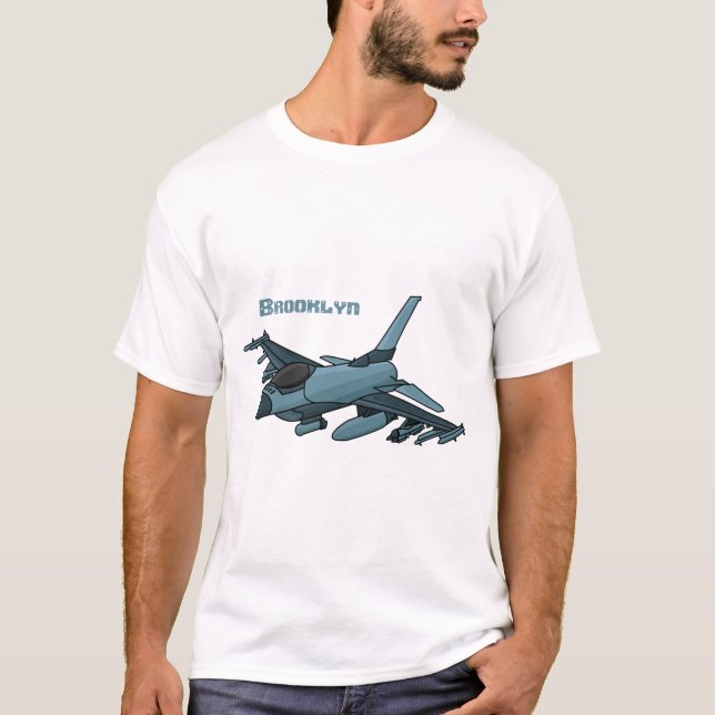 Military fighter jet plane cartoon T-Shirt (Front)
