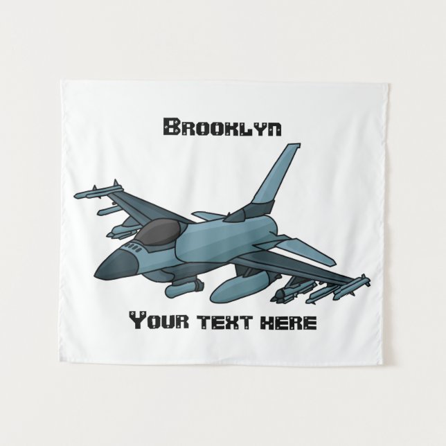 Military fighter jet plane cartoon tapestry (Front (Horizontal))