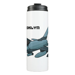 Military fighter jet plane cartoon thermal tumbler