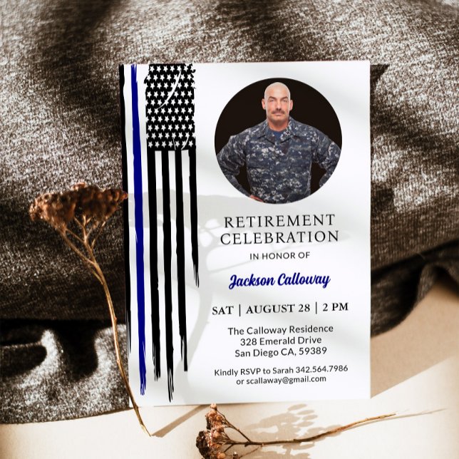 Military Flag, US Navy Retirement Party Invitation (Creator Uploaded)