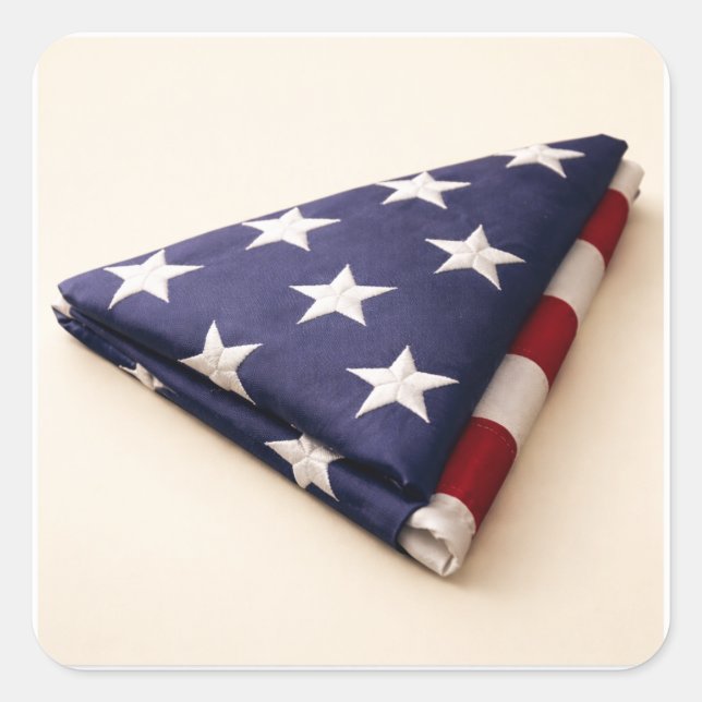 Military Folded American Flag Patriotic Square Sticker (Front)