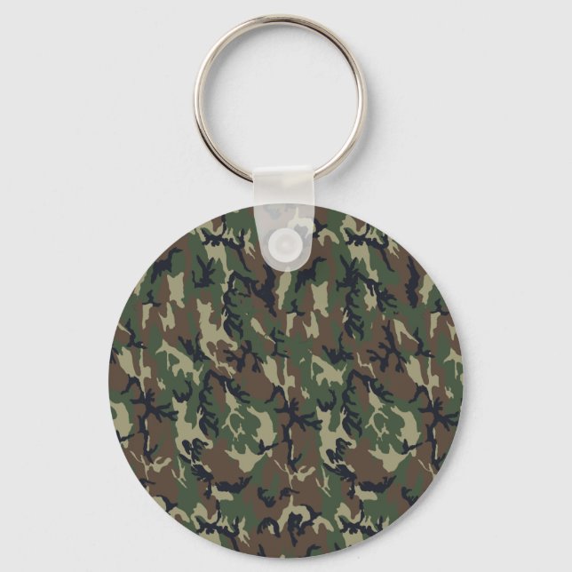 Military Forest Camouflage Background Key Ring (Front)