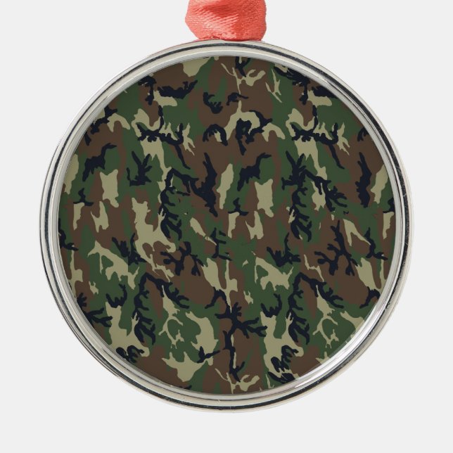 Military Forest Camouflage Background Metal Tree Decoration (Front)