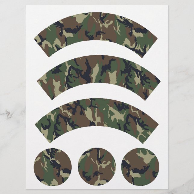 Military Forest Camouflage Cupcake Wrapper (Front)