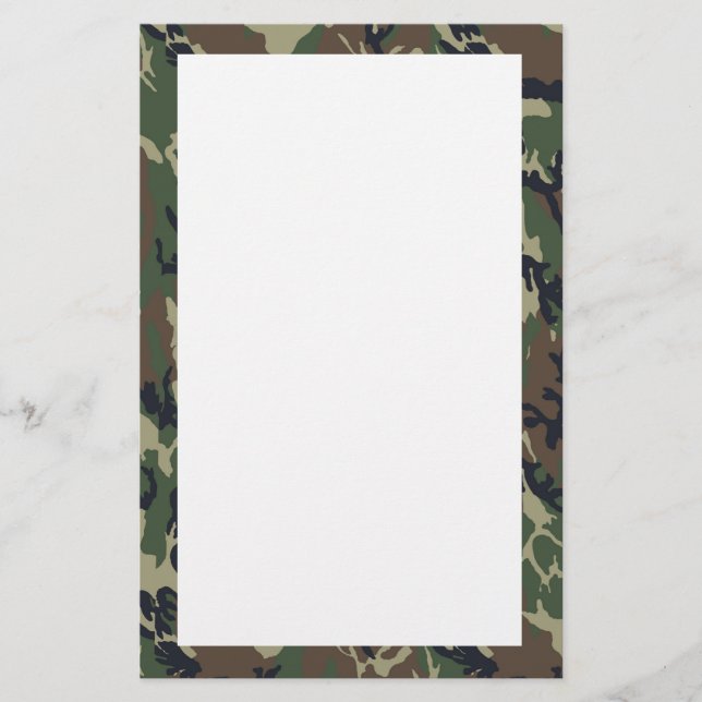 Military Forest Camouflage Pattern Stationery (Front)