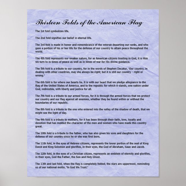 Military Funeral 13 Folds of the American Flag Poster (Front)