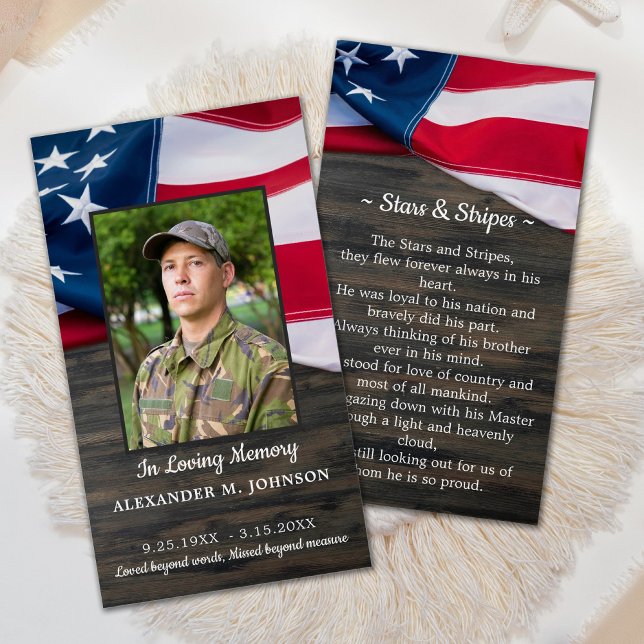 Military Funeral Prayer Card American Flag Photo (Creator Uploaded)