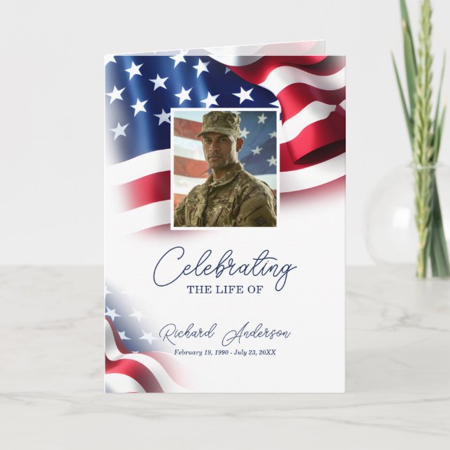Military Funeral Program with Flag Card (Front)