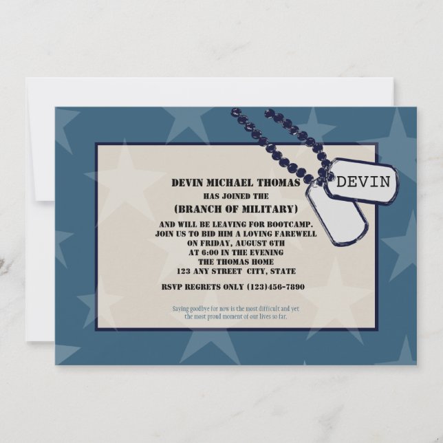 Military Going Away Party Blue Stars Invitation (Front)