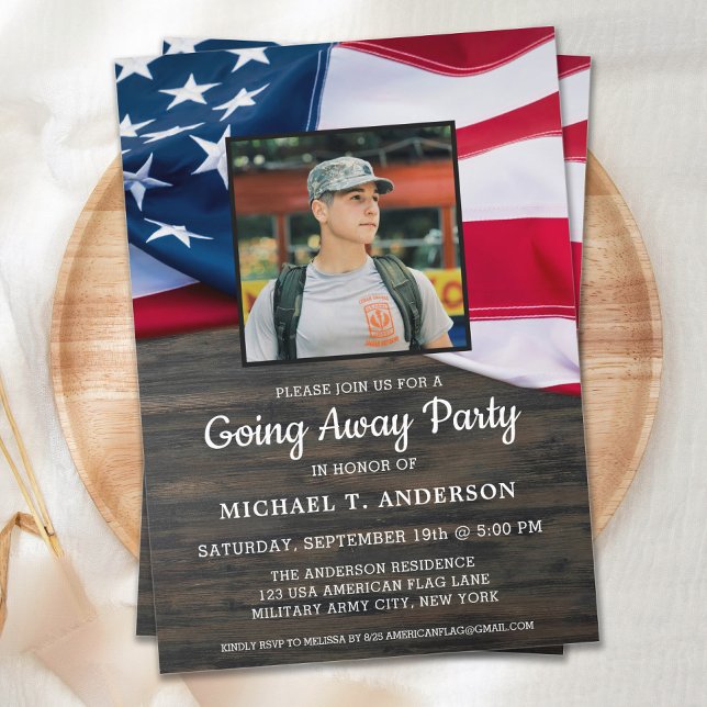 Military Going Away Party Patriotic American Flag Invitation (Creator Uploaded)
