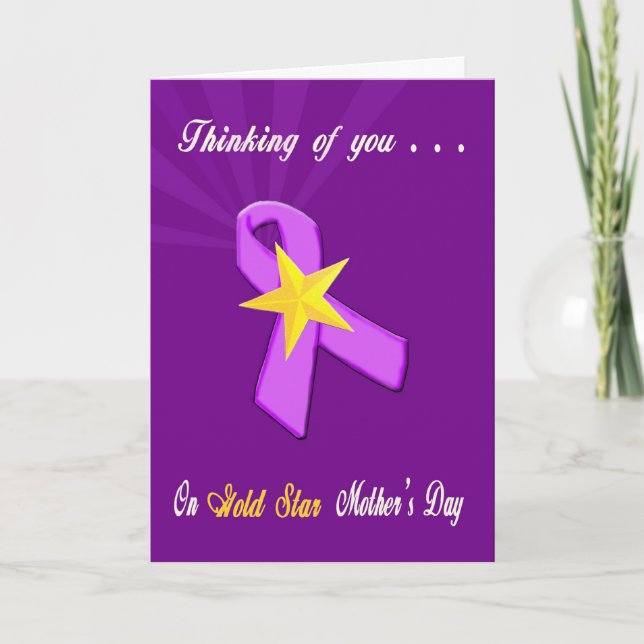 Military Gold Star Mother's Day Purple Ribbon Card (Front)