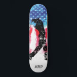 *~* Military Golf Golfer Red White Blue Flag Skateboard<br><div class="desc">* Patriotic American Flag with black Golfer / Golf silhouette . . This design features the USA Flag American Flag also known as Old Glory and Stars and Stripes. This Watercolor American Flag design includes the colours Red White Blue in the form of stars and striped . * Great for...</div>
