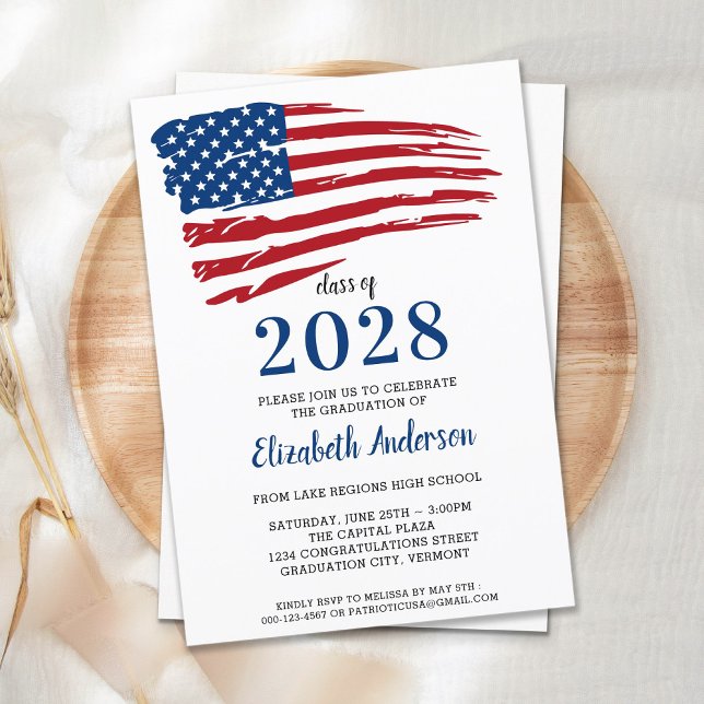 Military Graduation American Flag Usa Patriotic Invitation Postcard (Creator Uploaded)