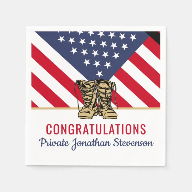 Military Graduation Army Boot Camp Patriotic Napkin (Front)