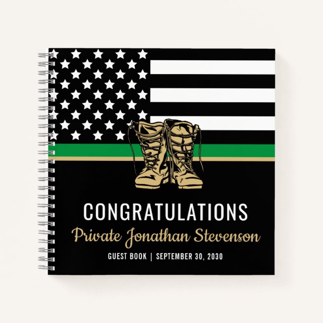 Military Graduation Green Flag Army Guest Book (Front)