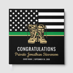 Military Graduation Thin Green Line Flag Army Guest Book