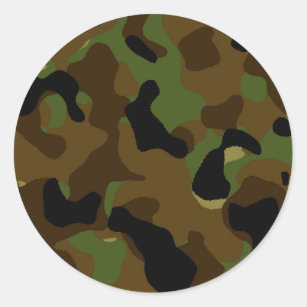 Military Green Army Camo Camouflage Pattern Classic Round Sticker