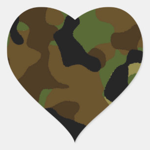 Military Green Army Camo Camouflage Pattern Heart Sticker