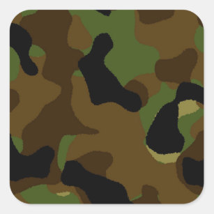 Military Green Army Camo Camouflage Pattern Square Sticker